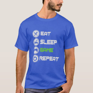Mannen Eat Sleep Game Herhaal Grappig Gamer Life G T-shirt