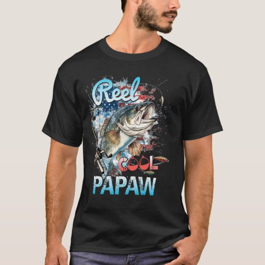Mannen Echt Coole Papaw Amerikaanse Vlag Grappige T-shirt (Voorkant)