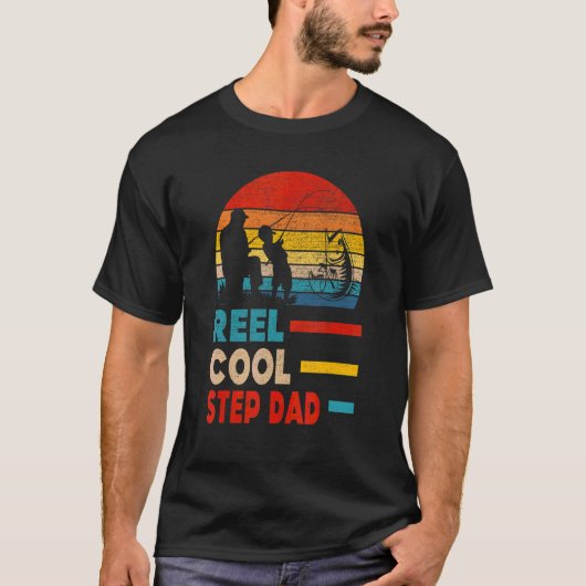 Mannen Echt Coole Stiefvader Visser Vader Dag T-shirt (Voorkant)