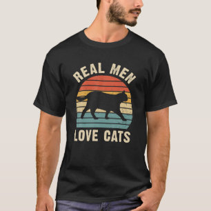 Mannen echte Mannen ik hou van katten grappige kat T-shirt