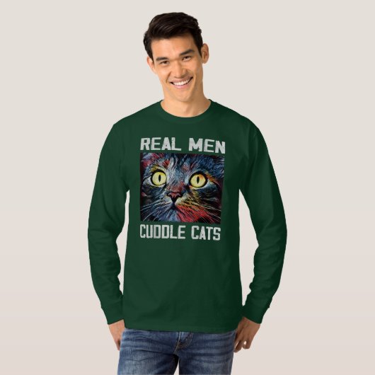 Mannen echte Mannen Kat I Funny Cat Pap Gift 4 T-shirt (Voorkant volledig)