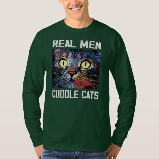 Mannen echte Mannen Kat I Funny Cat Pap Gift 4 T-shirt (Voorkant)