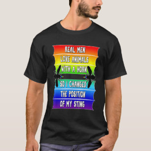 Mannen echte Mannen Pride LGBTQ bijen Funny Gay Ra T-shirt
