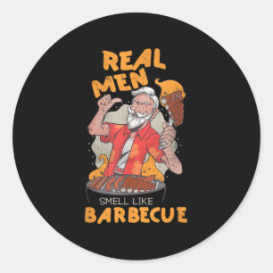 Mannen echte Mannen ruiken naar barbecue vleesgril Ronde Sticker