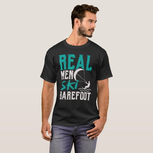 Mannen echte Mannen Ski Barefoot Water Ski Watersk T-shirt (Voorkant volledig)