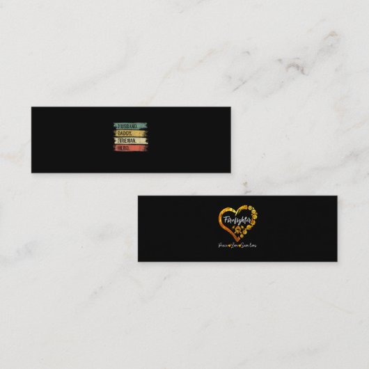 Mannen echtgenoot papa Fireman Hero Firefighter Mini Visitekaartje (Voorkant / Achterkant)