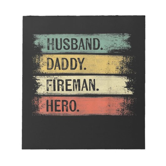 Mannen echtgenoot papa Fireman Hero Firefighter Notitieblok (Voorkant)