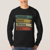 Mannen echtgenoot papa Fireman Hero Firefighter T-shirt (Voorkant)