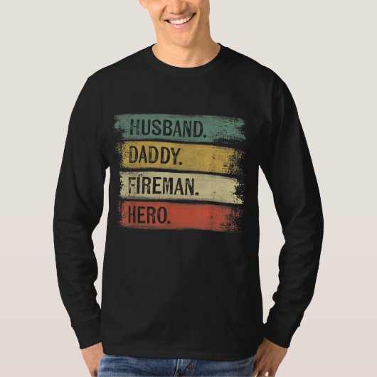 Mannen echtgenoot papa Fireman Hero Firefighter T-shirt (Voorkant)