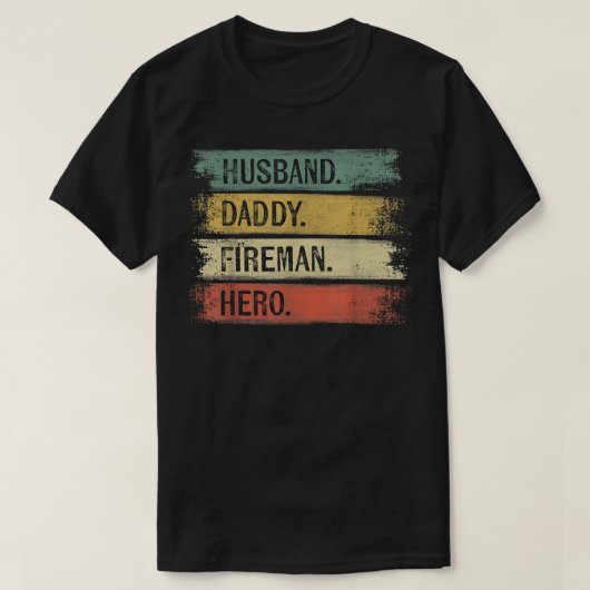 Mannen echtgenoot papa Fireman Hero Firefighter Va T-shirt (Design voorkant)