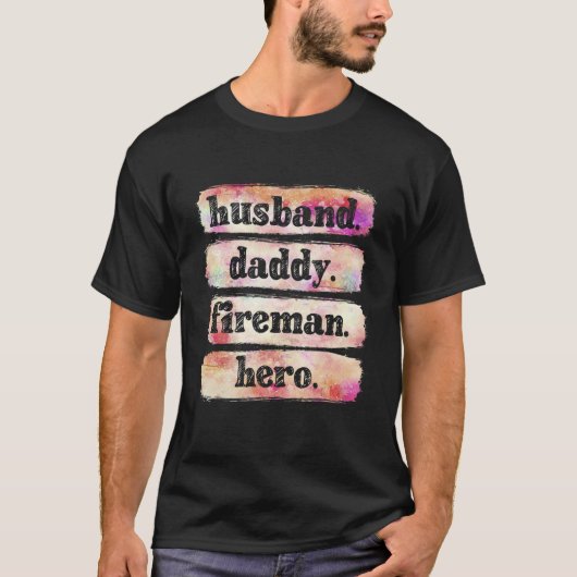 Mannen echtgenoot papa Fireman Hero Firefighter Va T-shirt (Voorkant)