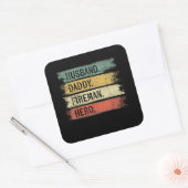 Mannen echtgenoot papa Fireman Hero Firefighter Vierkante Sticker (Envelop)