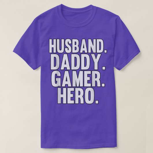 Mannen echtgenoot papa Gamer Hero Play Video Games T-shirt (Design voorkant)
