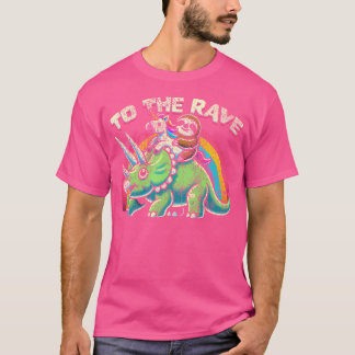 Mannen Edm Rave Dinosaur Cartoon Zwart Klein T-shirt
