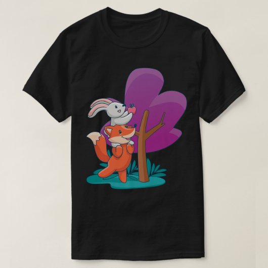 Mannen een schattige en een bunny die een appel ui t-shirt (Design voorkant)