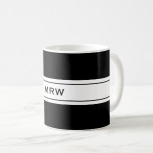 Mannen eenvoudig zwart-wit monogram voor Masculine Koffiemok