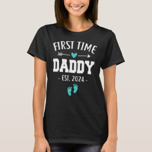 Mannen eerste keer papa est 2024 nieuwe papa vader t-shirt