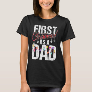 Mannen Eerste Kerstmis Als Een Vader Xmas Lichten T-shirt