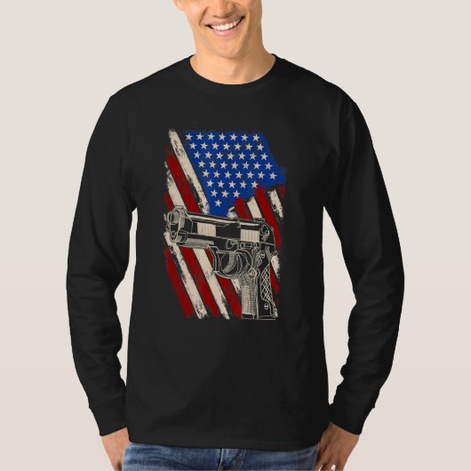 Mannen eigenaar van het Pistool - Retro Distress U T-shirt (Voorkant)