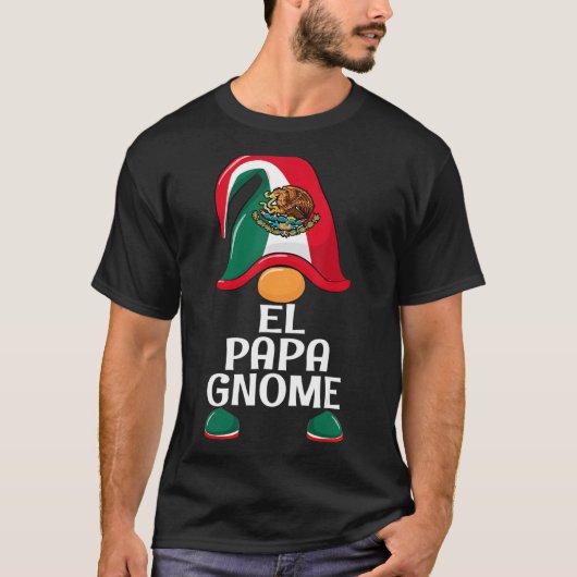 Mannen El Papa Gnome Mexicaanse vlag Gnome Papa T-shirt (Voorkant)