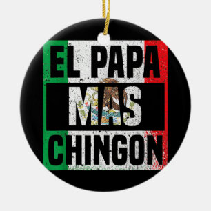 Mannen El Papa Mas Chingon Mexicaanse vlag Cinco D Keramisch Ornament
