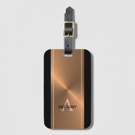 Mannen Elegant Black Gold Bronze Monogram Naam Bagagelabel