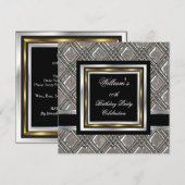 Mannen Elegant Black Gold Silthday Metal 2 Kaart (Voorkant / Achterkant)