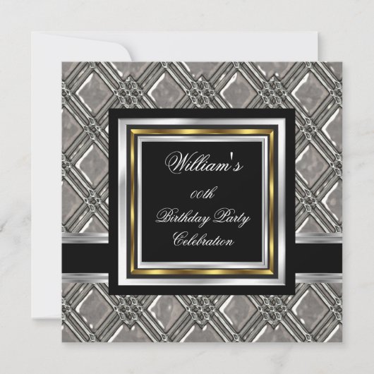 Mannen Elegant Black Gold Silthday Metal 2 Kaart (Voorkant)