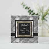 Mannen Elegant Black Gold Silthday Metal Kaart (Staand voorkant)