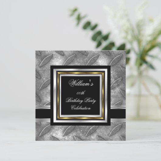 Mannen Elegant Black Gold Silthday Metal Kaart (Staand voorkant)