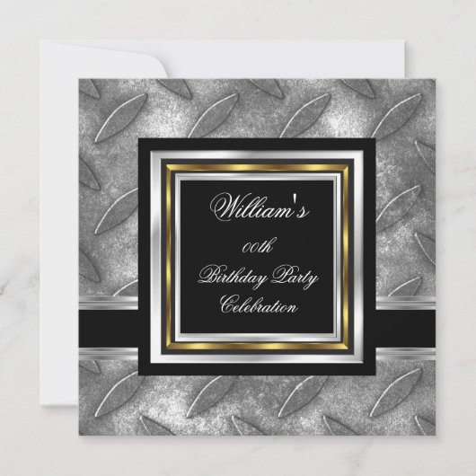 Mannen Elegant Black Gold Silthday Metal Kaart (Voorkant)