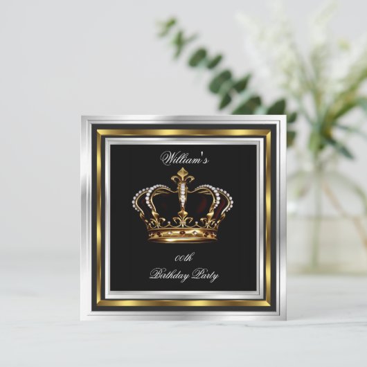 Mannen Elegant Black Silver Kaart (Staand voorkant)