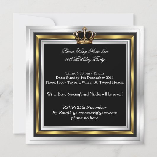 Mannen Elegant Black Silver Kaart (Achterkant)