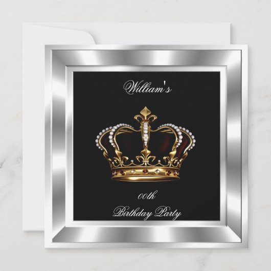 Mannen Elegant Black Silver King Kaart (Voorkant)