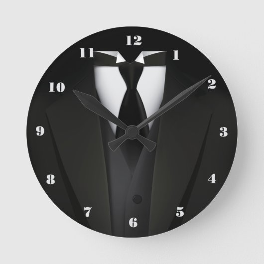 Mannen Elegant Black Suit Wall Clock Ronde Klok (Voorkant)