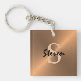 Mannen Elegant Bronze Gold Script Monogram Sleutelhanger
