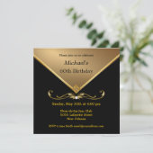 Mannen Elegant Gold Black 60e Brithday-uitnodiging Kaart (Staand voorkant)