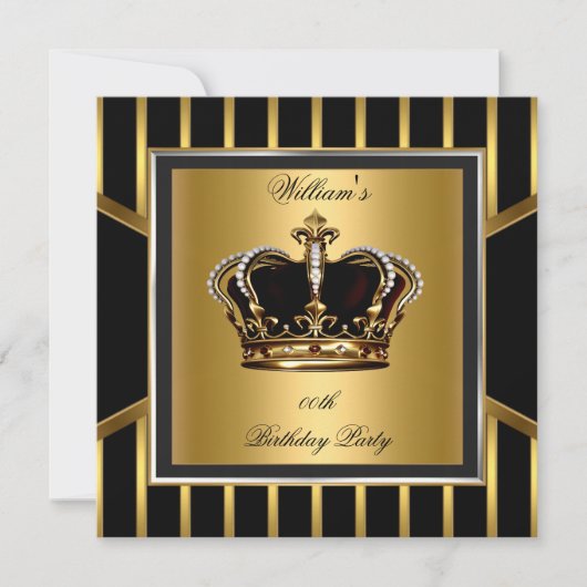 Mannen Elegant Gold Black Stripe Crown Kaart (Voorkant)