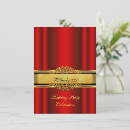 Mannen Elegant Gold Party Kaart (Staand voorkant)