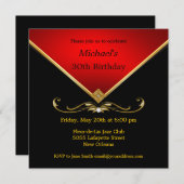 Mannen Elegant Gold Red Birthday Party Kaart (Voorkant / Achterkant)