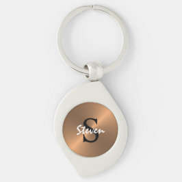 Mannen Elegant Monogram Metallic Bronze Gold Sleutelhanger