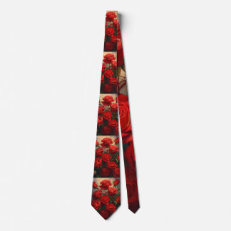 Mannen Elegant Red Rose Print Stropdas. Stropdas