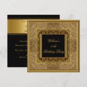 Mannen Elegant Wooden Kijk Gold Birthday Party Kaart (Voorkant / Achterkant)