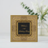 Mannen Elegant Wooden Kijk Gold Birthday Party Kaart (Staand voorkant)