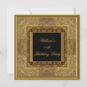 Mannen Elegant Wooden Kijk Gold Birthday Party Kaart (Voorkant)