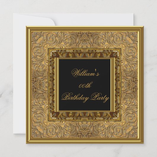 Mannen Elegant Wooden Kijk Gold Birthday Party Kaart (Voorkant)