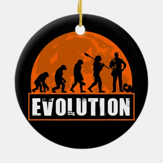 Mannen elektricien papa Funny Human Evolution for Keramisch Ornament (Achterkant)