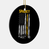 Mannen elektricien US Flag Sparky Tools Keramisch Ornament (Rechts)
