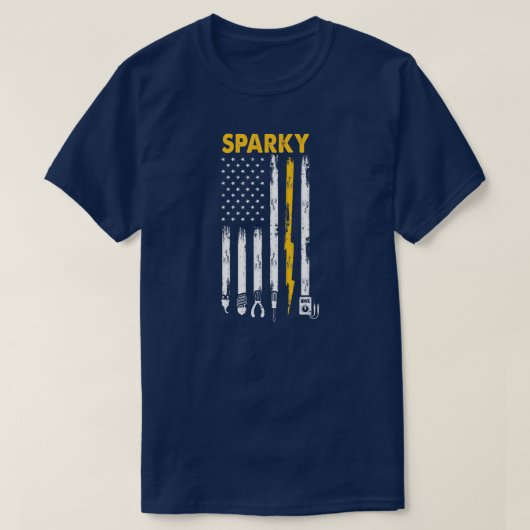 Mannen elektricien US Flag Sparky Tools T-shirt (Design voorkant)