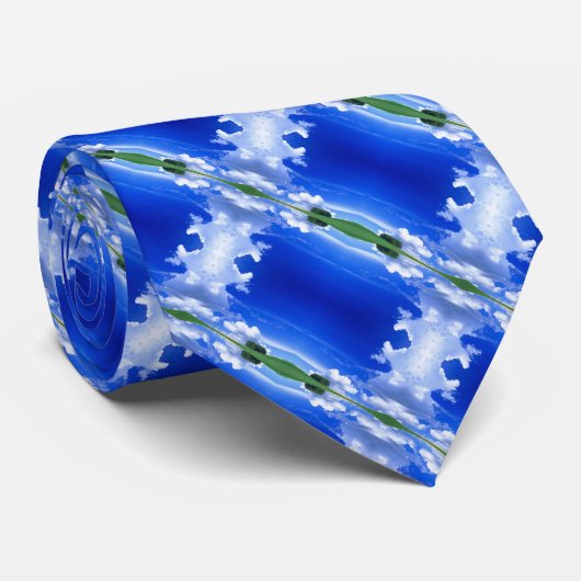 Mannen Elektrische Blauwe Wolk Zijde Tartan Stropdas (Opgerold)